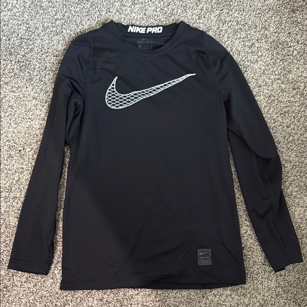 Nike Pro Youth Medium Black Long Sleeve Dri-Fit Shirt